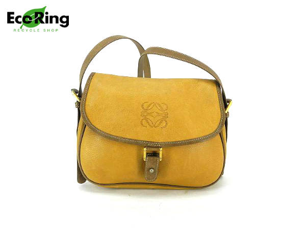 1円 ロエベ レザー ショルダーバッグ ベージュ CQ784