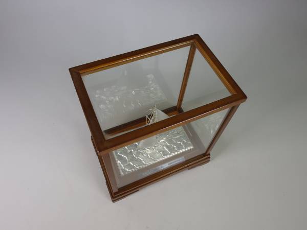 《玉》 TAKEHIKO　銀メッキ　ヨット　ガラスケース　置物/銀製⑥