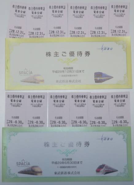 東武鉄道 株主優待乗車証 6枚セット×2 株主ご優待券付き