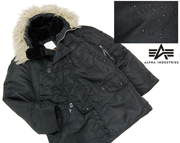 アルファ ALPHA ファー付き N-3B フライトジャケット 黒/L Alpha