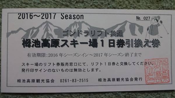 栂池高原スキー場 大人一日リフト引換券1枚 信越 施設利用券 【公式通販】