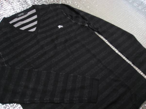 BURBERRYバーバリーブラックレーベル♪ボーダー柄トップス絹50％