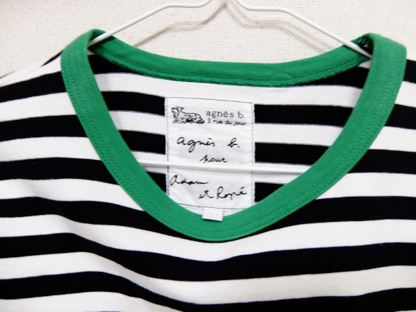 agnes b×adam et rope アニエスベー ボーダーカットソー 1 美品 agnes