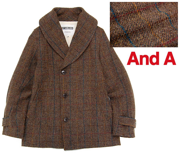 美品 アンドエー STANDARD ショールカラー ツイードJKT/コート