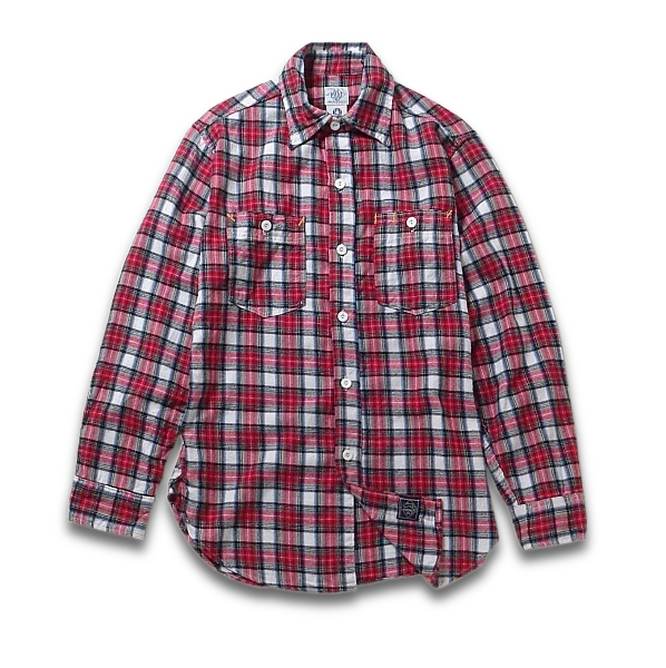 ★【POST O'ALLS】ENGINEERS SHIRT-2・ネルシャツS レッド