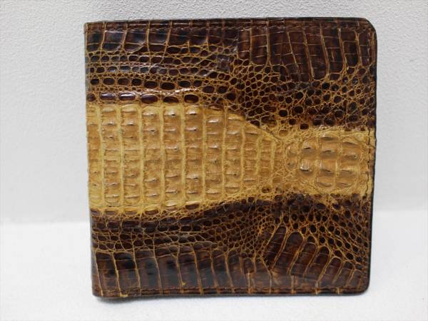 美品【クロコダイル】小銭入れ有り財布　ワニ革　メンズ　 E700