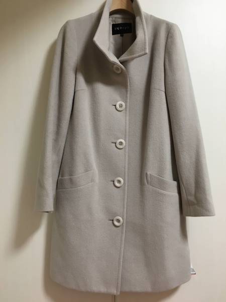 ☆インディヴィ 上質ロングコート ライトグレー