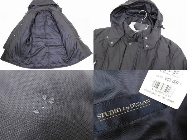 ■シック＆高機能 DURBAN 撥水加工 フード付 ダウンコート L