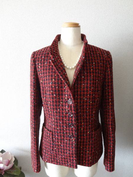 新品☆ハナエモリ ジャケット 赤系 40 ☆10万円 ジャケット、上着 