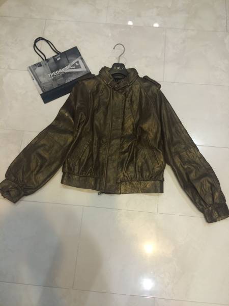 セオリー★レザーライダースブルゾン2美品ブロンズブラウン