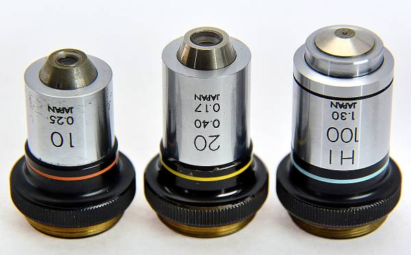 ●オリンパス 対物レンズ １０，２０，１００　３個セット