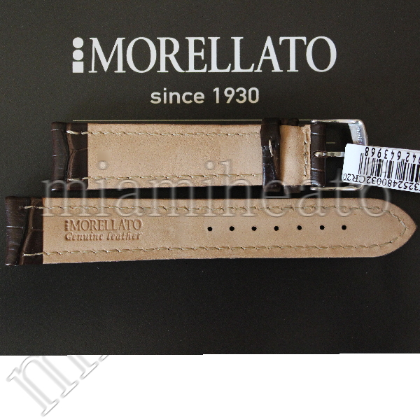 送82円★新品モレラート Plusプラス ダークブラウン こげ茶 18mm 本革カーフレザー アリゲーター型押し MORELLATO 時計ベルト 定価7，000円 時計ベルト・時計バンドのMORELLATO（モレラート） ｜ カーフ 牛革