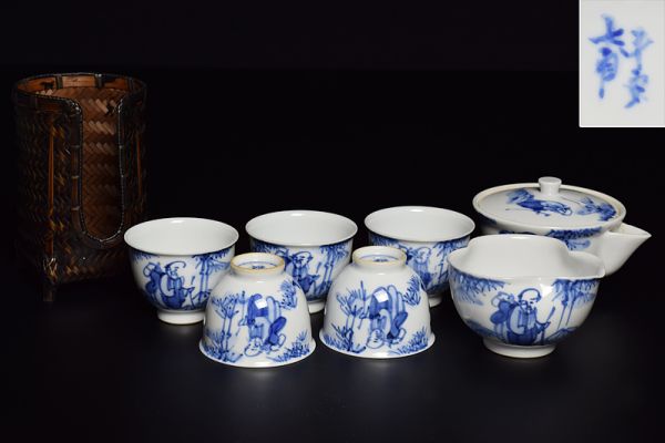 煎茶道具 京焼 煎茶碗 煎茶器 染付 茶器 急須 煎茶器セット 京