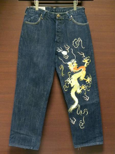 美品 エヴィス YAMANE ドラゴン 刺繍 デニム 34 ライオン EVISU 山根 