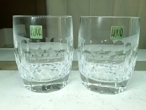 2・HOYA 高級 ロックグラス2客(検バカラサンルイモーゼルカガミ)