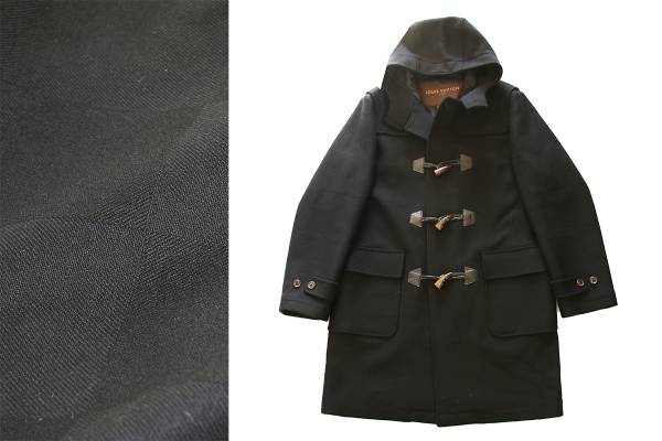 67万 新品【ルイヴィトン】全面ダミエ カシミヤ ダッフル コート 黒 48