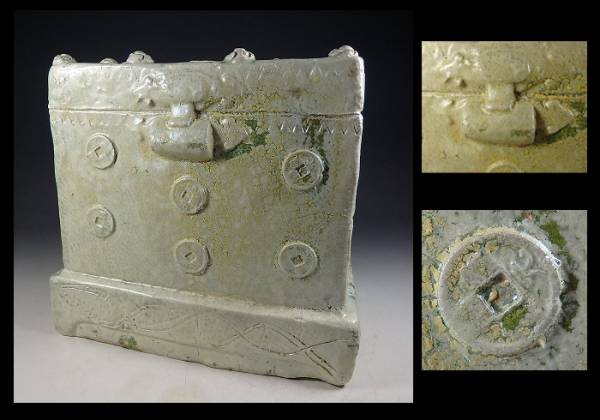 唐時代 緑釉銀化祭器