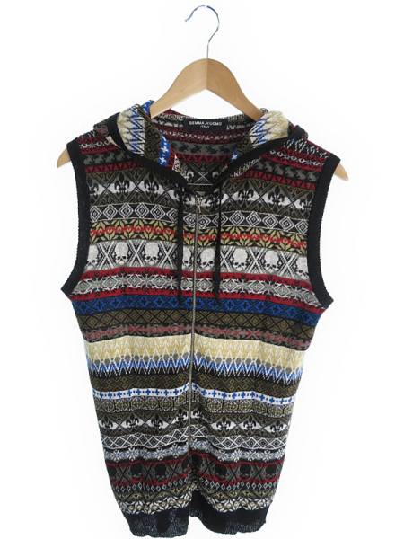 中古 ジャンマアッカウォモ リネンニットパーカーベスト sizeXL