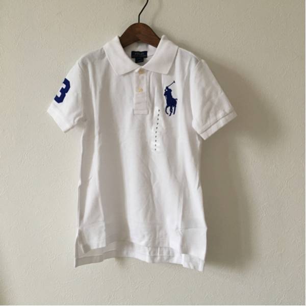新品 ラルフローレン 7T 130 ビッグポニー 半袖ポロシャツ 男の子 キッズ フォーマル 白色 トップス 白 子供用