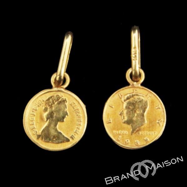 【ジュエリー】ペントップ/コイン/K18YG/エリザベス/リバティ/1935