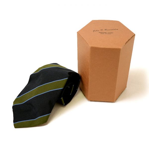 デッド！ビンテージ ATKINSONS アイリッシュポプリン ネクタイ 紺×緑×青 アトキンソン DEADSTOCK