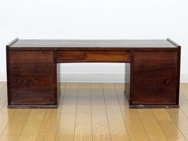 木製 欅(ケヤキ)総 無垢 両袖 文机 机 台 作業台 座机 幅88cm