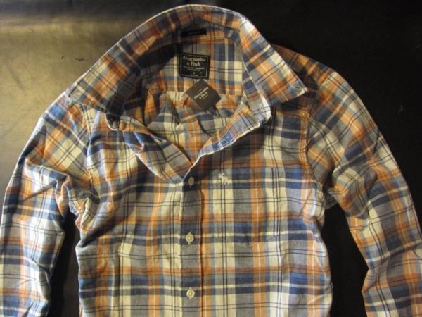 本物正規◆アバクロ◆長袖シャツ シャンブレー 2292-700 青/オレンジ系/S■新品