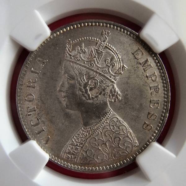 イギリス領インド 銀貨 ビクトリア 1879年 NGC 未使用 MS61