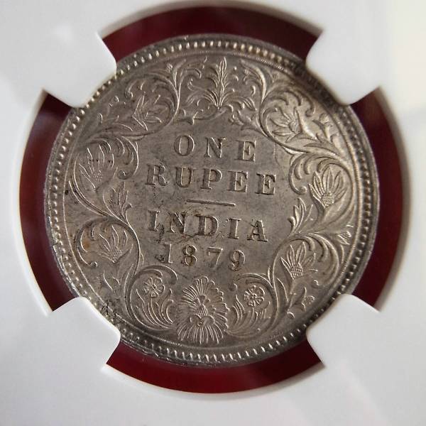 イギリス領インド 銀貨 ビクトリア 1879年 NGC 未使用 MS61