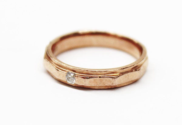 ピンクゴールド ダイヤ ピンキーリング 4号 K10 0.03ct 1.8ｇ
