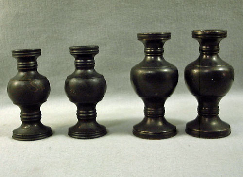 江戸期 鋳銅製 亜字形水瓶 花活け 2種対 計4点 検 仏教