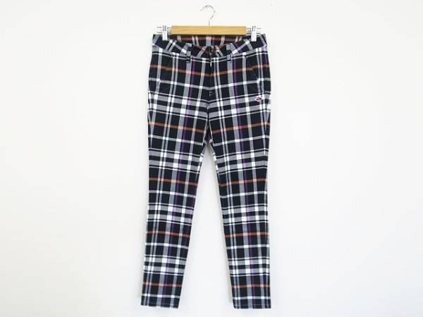 PEARLY GATES パーリーゲイツ チェック柄パンツ ネイビー 1 ゴルフ al1703b