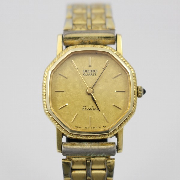 セイコー エクセリーヌ 14K/SS レディース クォーツ 社外ベルト 1221-5650【いおき質店】