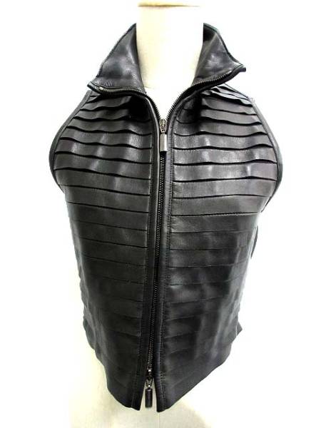 ジョルジオアルマーニ ベスト レザー 40 黒 /EK408