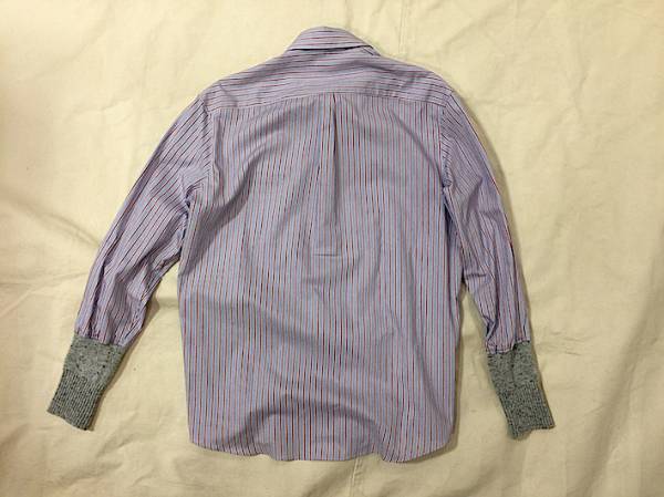 新品ディガウェルDIGAWEL袖リブストライプシャツRED1