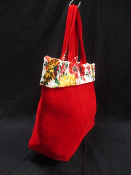 フェイラー トートバッグ レッド×白×マルチ 花柄 FEILER