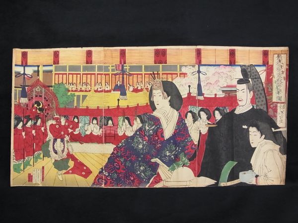 90g/明治期 錦絵 木版画 露国征伐 戦勝笑話2枚 ばいどう豊斎画