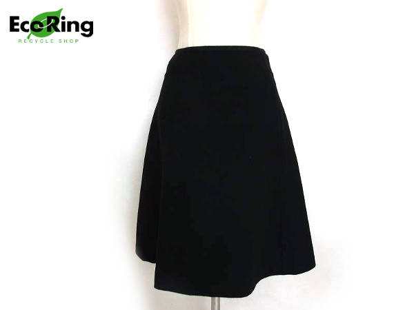 1円 フォクシー ブティック カシミヤ フレアー スカート 38 ブラック CO947