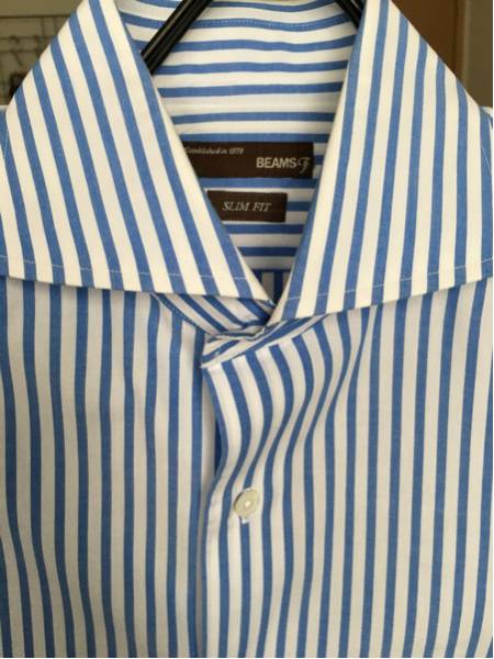 美品 送料無料 ビームスf BEAMSf スリムカッタウェイ シャツ クールビズ 半袖 ドレスシャツ サイズS