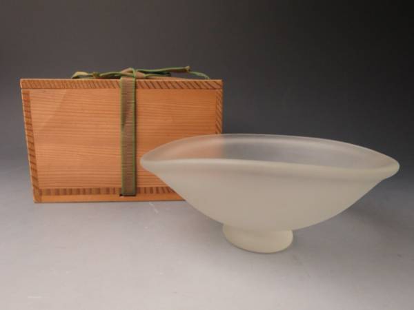 ガラス工芸作家 上野良樹造 義山ガラス 硝子 茶碗 茶道具 無傷 2Q797J