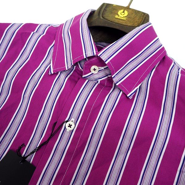 新品 1.8万 allegri アレグリ トルコ製コットン生地 ストライプ長袖シャツ 48 L 2503 P
