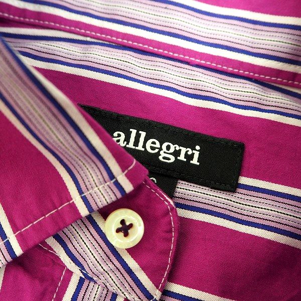 新品 1.8万 allegri アレグリ トルコ製コットン生地 ストライプ長袖シャツ 48 L 2503 P