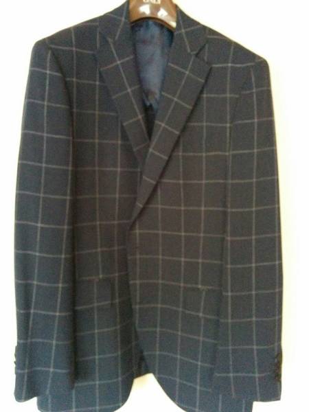 スーツカンパニー＊AB7＊細身＊濃紺チェックジャケット＊美USED＊春夏物