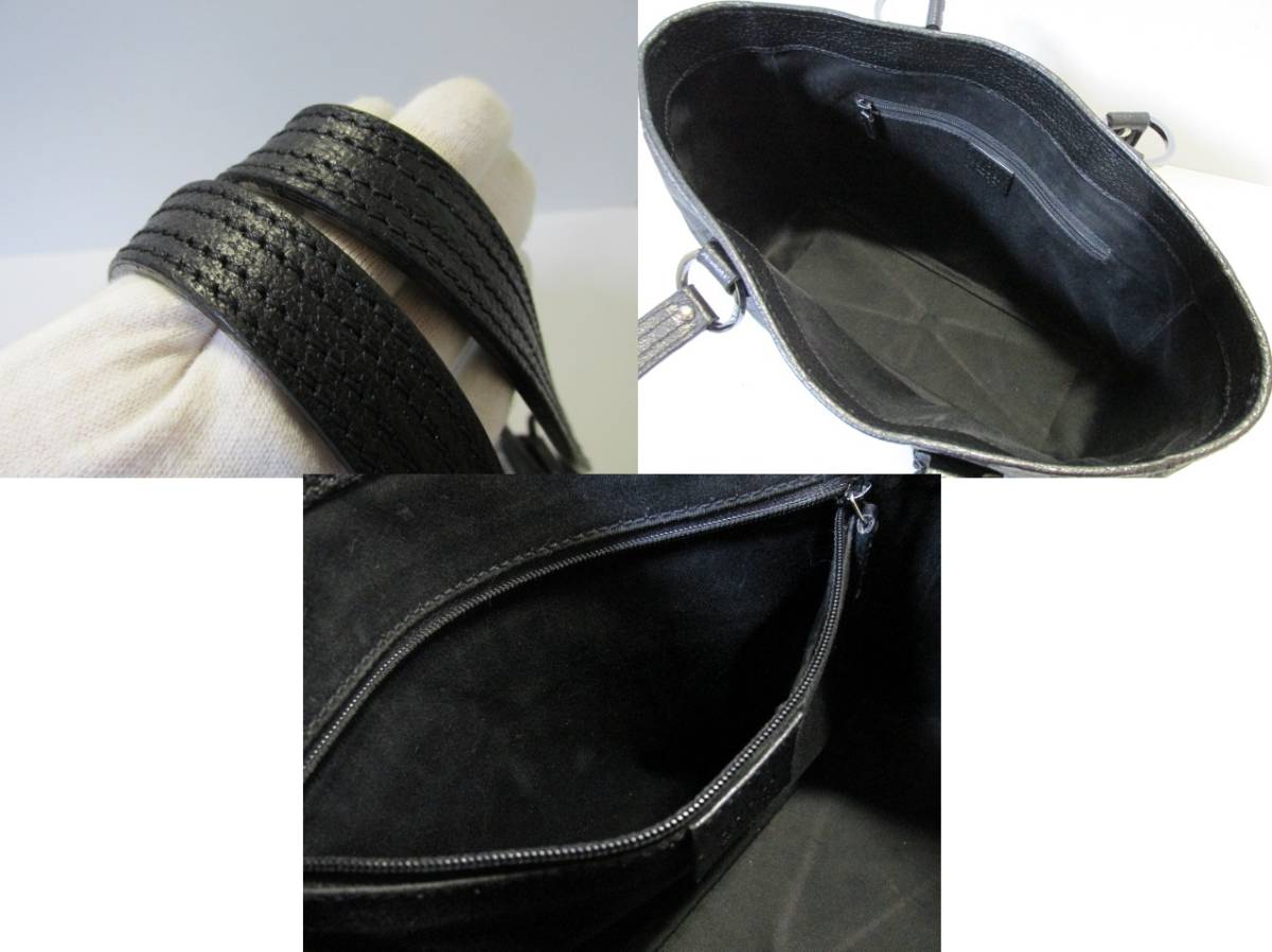 《美品》GUCCI グッチ GG 柄 バッグ 本革 ブラック 保存袋 CHCN