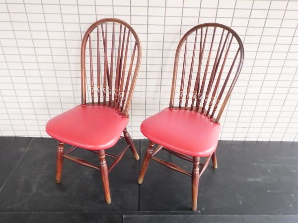 ○ 秋田木工 アキモク ダイニングチェア 椅子 ウィンザーチェア レザー