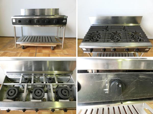 ☆ 中古品 tanico タニコー ガステーブル ガスコンロ 5口 2016年製 LPガス プロパン 1200x600x800(1010)mm 厨房 飲食店　☆ タニコー 5口ガステーブル TSGT-1232 240211022929002 - 中古厨房機器