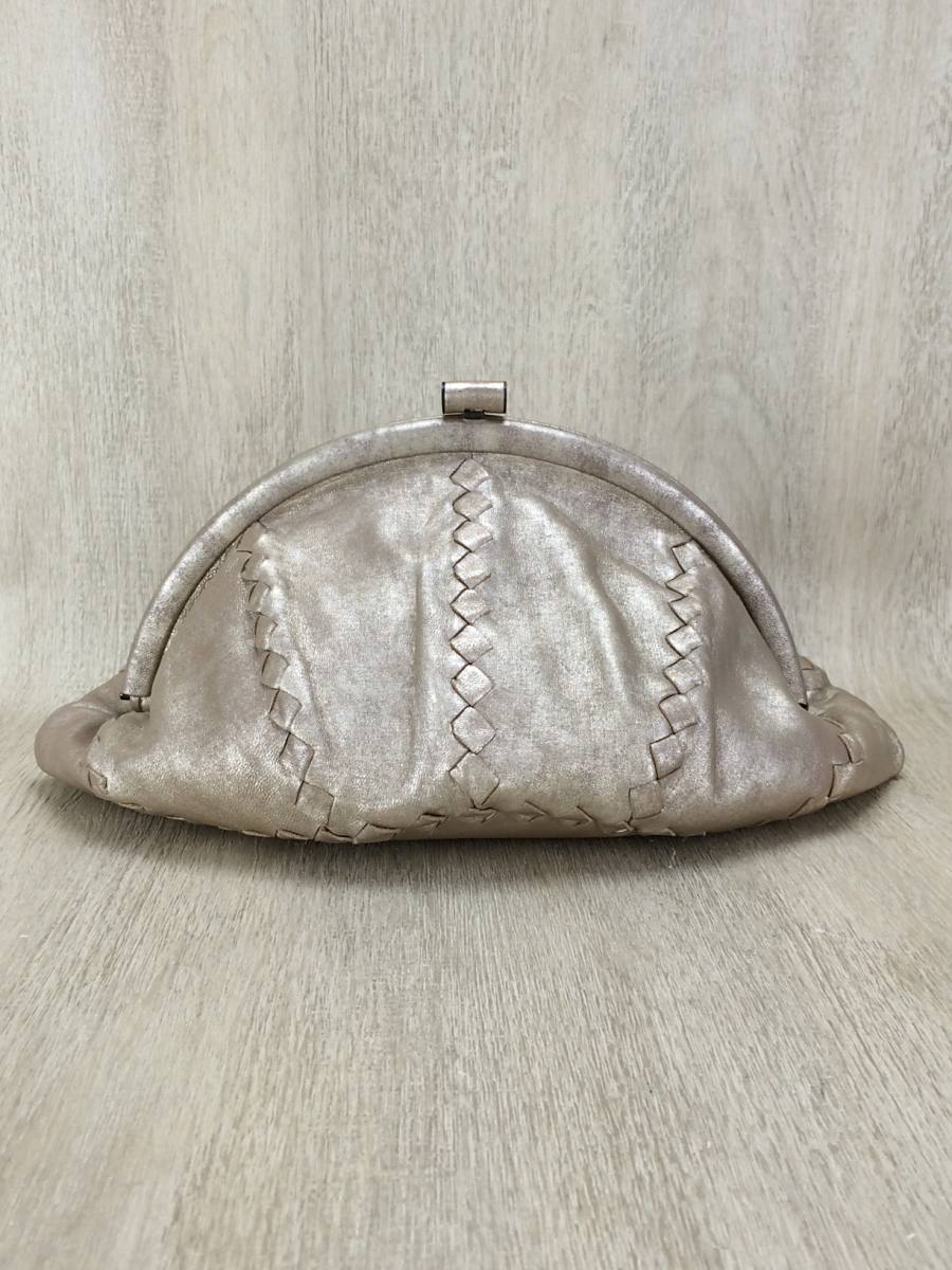 BOTTEGA VENETA◆クラッチバッグ/羊革/GLD/無地