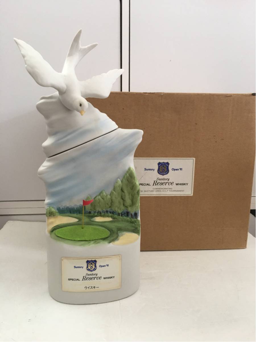 未開封 サントリー陶器製 水鳥彫刻 古酒、陶器、サントリーウイスキー
