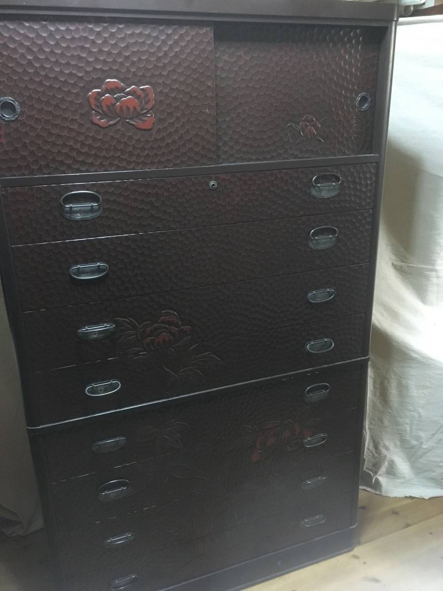 鎌倉彫り 桐タンス 和箪笥 着物保管 高級 - 佐藤恵仙作品 鎌倉円心彫り