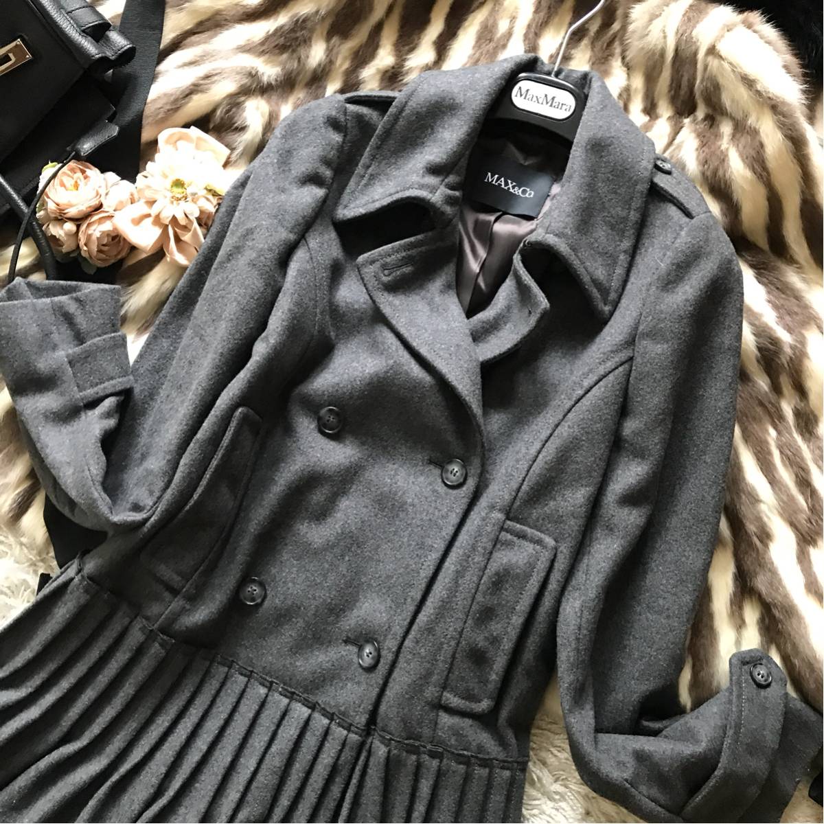 Max＆Co プリーツコート グレー Max&Co(マックスアンドコー 